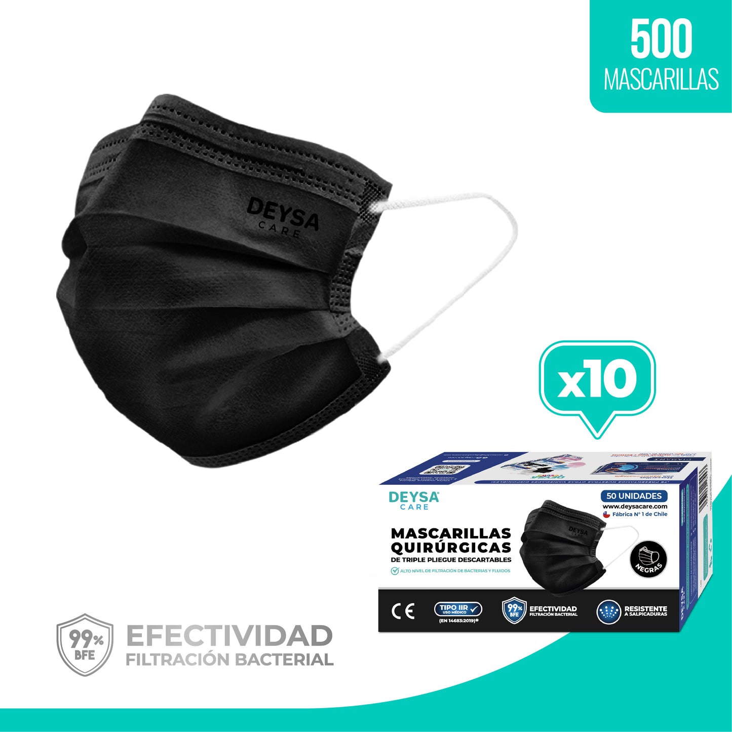Mascarilla Triple Pliegue Deysa Care® – 10 Cajas