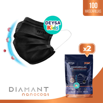 Mascarilla Triple Pliegue KIDS Diamant Nanocoat  Deysa Care® 2 Env. Resellables