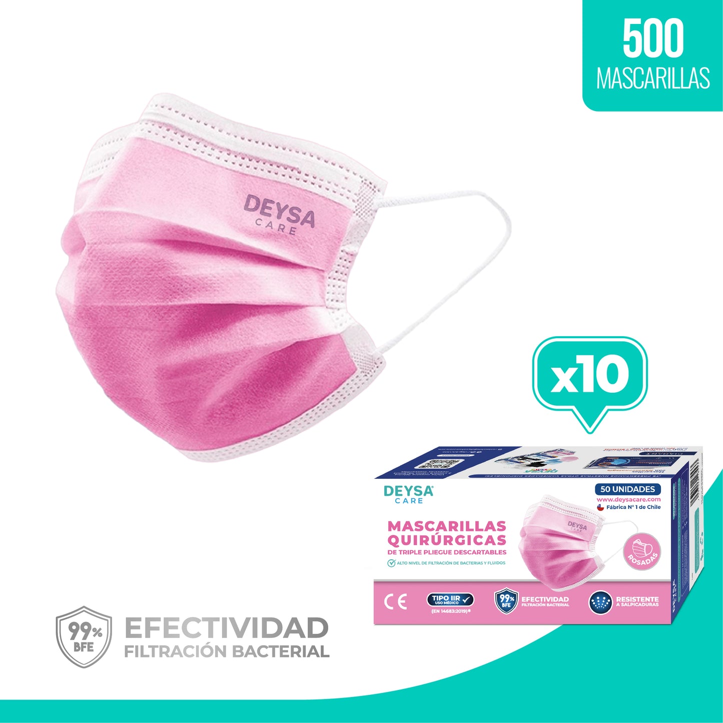 Mascarilla Triple Pliegue Deysa Care® – 10 Cajas