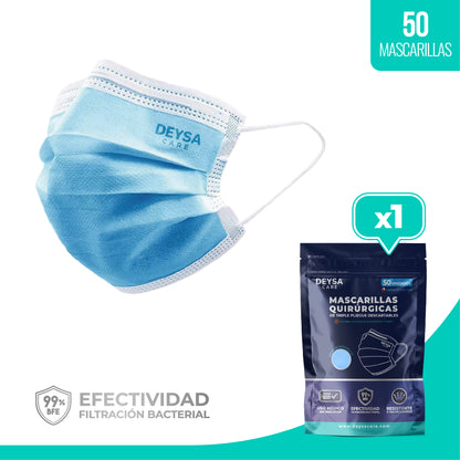 Mascarilla Triple Pliegue Deysa Care® 1 envase resellable