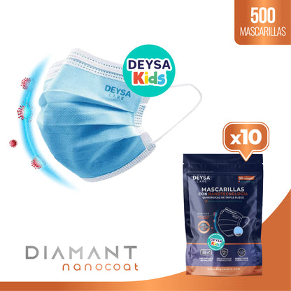 Mascarilla Triple Pliegue KIDS Diamant Nanocoat  Deysa Care® 10 Env. Resellable